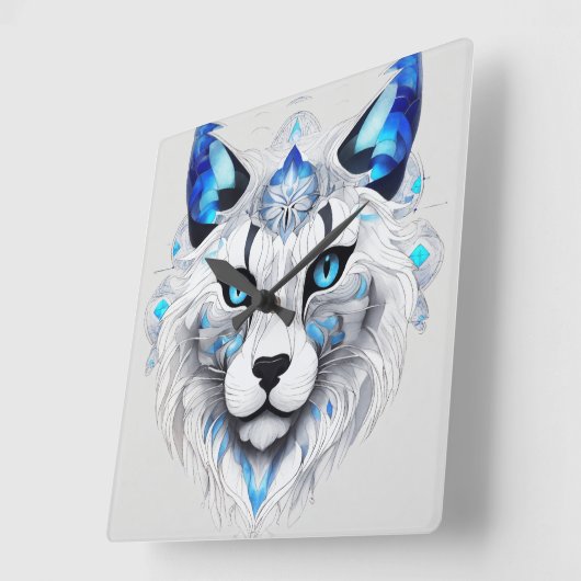 🐱 schöne Cat Image Wall 🕰️ Quadratische Wanduhr (Winkel)