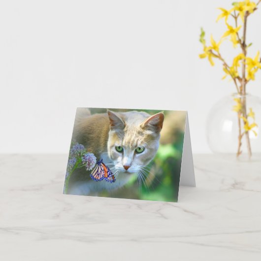 Schöne Cat Mitteilungskarten im Inneren (Gelbe Blume)