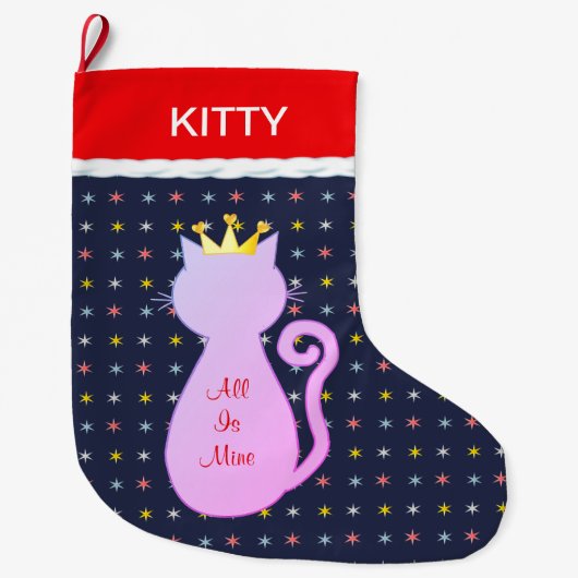 Schöne Cat-Silhouette Großer Weihnachtsstrumpf (Vorderseite)