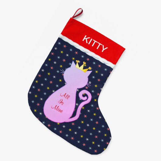 Schöne Cat-Silhouette Großer Weihnachtsstrumpf (Vorderansicht (hängend))