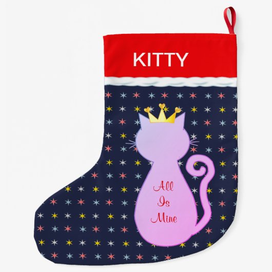 Schöne Cat-Silhouette Großer Weihnachtsstrumpf (Rückseite)