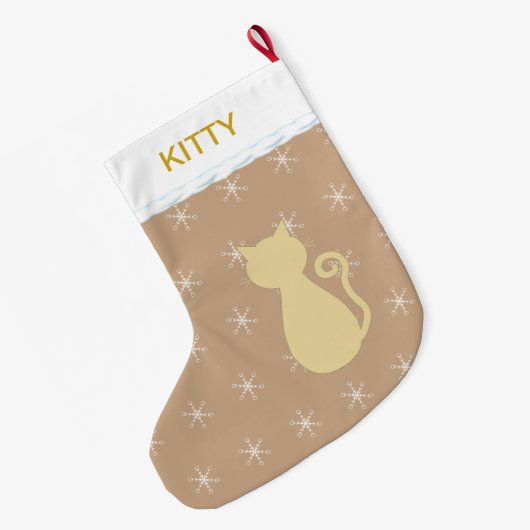 Schöne Cat-Silhouette Großer Weihnachtsstrumpf (Rückseite (Hängend))