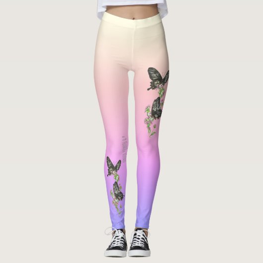 Schöne Ceylon-Rose bedroht Schmetterling Leggings (Vorderseite)