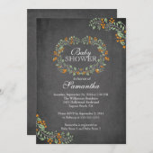 Schöne Chalkboard Floral Frame Baby Dusche Einladung (Vorne/Hinten)