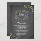 Schöne Chalkboard Floral Frame Baby Dusche Einladung (Vorne/Hinten)