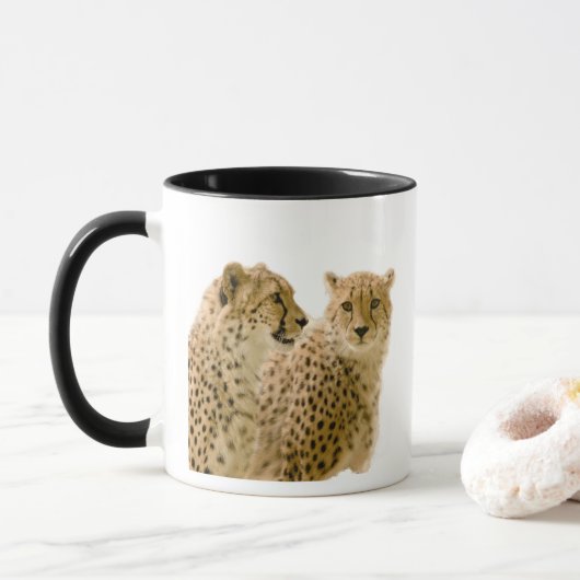 Schöne Cheetah Schönes Cat Foto Tasse (Mit Donut)