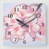 Schöne Cherry Blossom Acrylmauer Quadratische Wanduhr (Vorderseite)