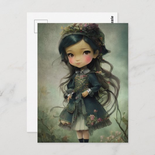 Schöne Chibi Kawaii Style Girl del Malcantone Postkarte (Vorne/Hinten)