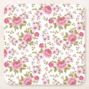 Schöne Chic Blumenmuster Rosen Design Rechteckiger Pappuntersetzer