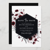 Schöne Chic Burgundy Wedding Save The Date (Vorne/Hinten)