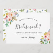 Schöne Chic-Flora wird meine Brautjungfrau sein Einladung (Vorne/Hinten)