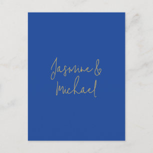 Schöne Chic-Kalligrafie-Paarnamen Blau & Gold Feiertagspostkarte