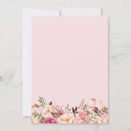 Schöne Chic Pink Floral Taufe Einladung (Rückseite)