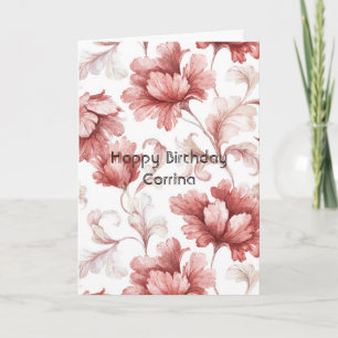 Schöne Chic Rote Blumen Geburtstag Karte