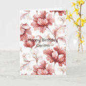 Schöne Chic Rote Blumen Geburtstag Karte (Gelbe Blume)