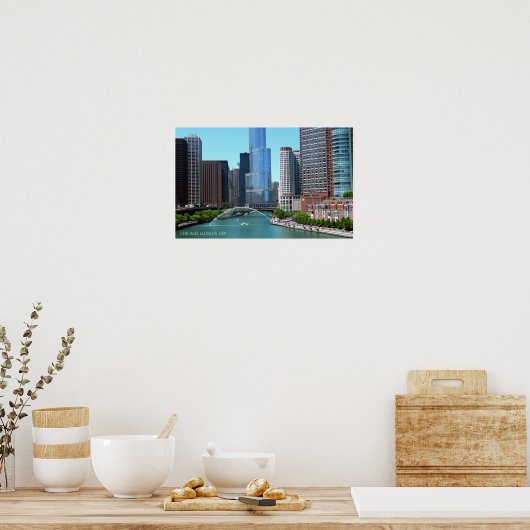 Schöne Chicago Illinois Downtown River View Poster (Küche)
