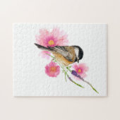 Schöne Chickadee Schwarz Kappte Malerei Puzzle (Horizontal)