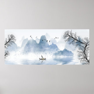 Schöne chinesische Naturlandschaft Tink Landschaft Poster