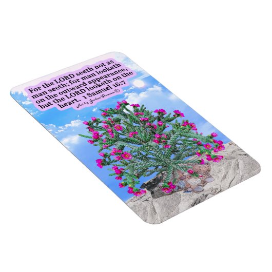Schöne Cholla Kaktus-Schrift 1 Samuel 16:7 Magnet (Rechte Seite)