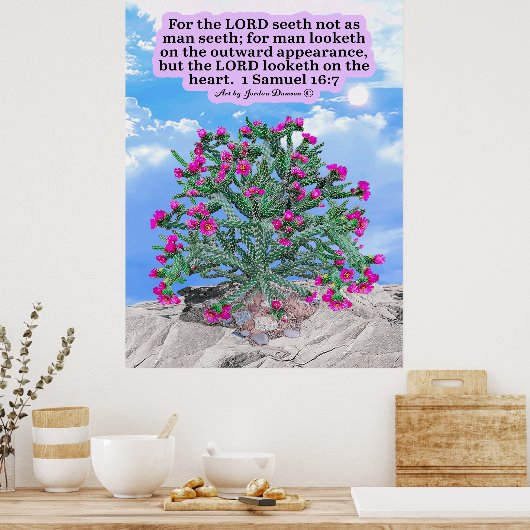 Schöne Cholla Kaktus-Schrift 1 Samuel 16:7 Poster (Küche)