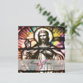 Schöne Christliche Hartglas Hochzeit Einladung (Stehend Vorderseite)