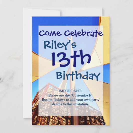 Schöne Christliche Kirche Cross Blue Sky Einladung (Vorderseite)