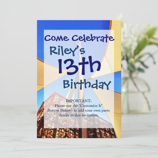 Schöne Christliche Kirche Cross Blue Sky Einladung (Stehend Vorderseite)