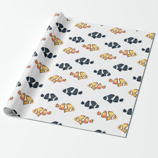 Schöne Clown Fish Malerei Schwarz-Gelb Geschenkpapier (Ungerollt)
