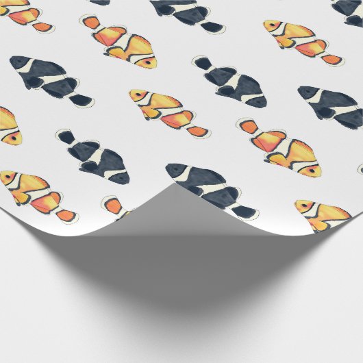 Schöne Clown Fish Malerei Schwarz-Gelb Geschenkpapier (Ecke)
