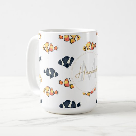 Schöne Clown Fish Malerei Schwarz-Gelb Kaffeetasse (Vorderseite Links)