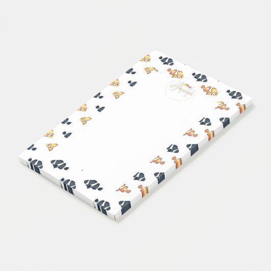 Schöne Clown Fish Malerei Schwarz-Gelb Post-it Klebezettel (angewinkelt)