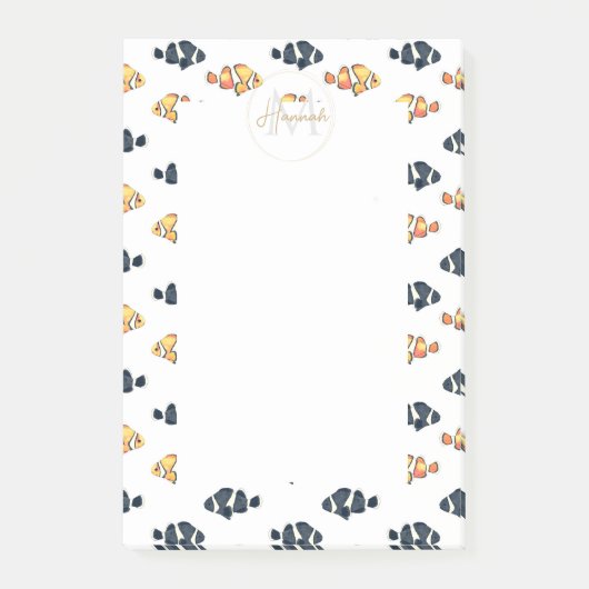 Schöne Clown Fish Malerei Schwarz-Gelb Post-it Klebezettel (Vorderseite)