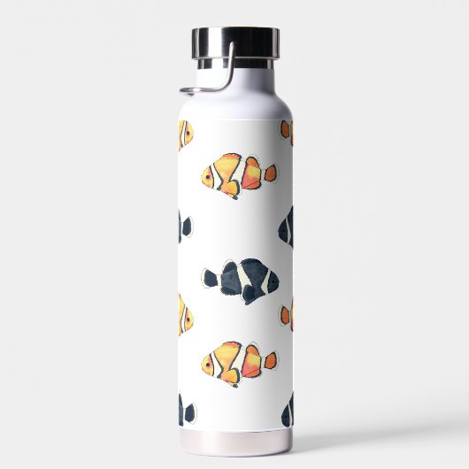 Schöne Clown Fish Malerei Schwarz-Gelb Trinkflasche (Rechts)