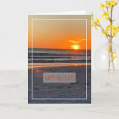 Schöne Coastal Sunset Foto Happy Holidays Card Karte (Gelbe Blume)