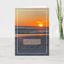 Schöne Coastal Sunset Foto Happy Holidays Card