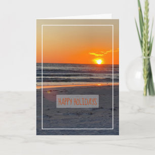 Schöne Coastal Sunset Foto Happy Holidays Card Karte