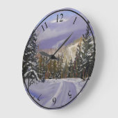 Schöne Colorado-Schneeszene Große Wanduhr (Winkel)