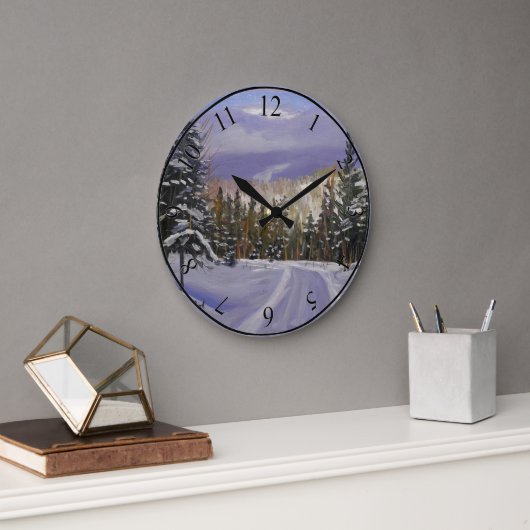 Schöne Colorado-Schneeszene Große Wanduhr (Büro)