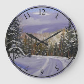 Schöne Colorado-Schneeszene Große Wanduhr (Vorderseite)