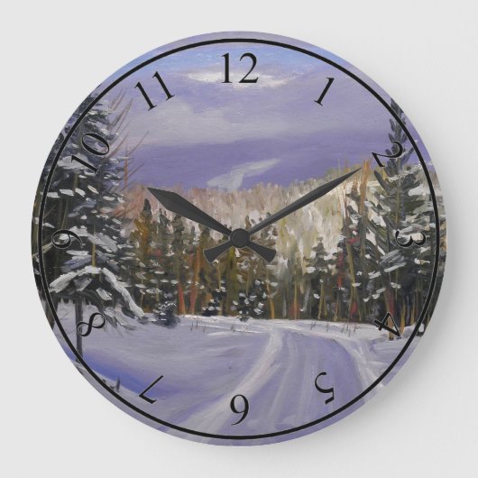 Schöne Colorado-Schneeszene Große Wanduhr (Vorderseite)