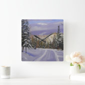 Schöne Colorado-Schneeszene Quadratische Wanduhr (Zuhause)