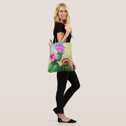 Schöne Colour Cactus Blume Tote Bag Tasche (Am Model)