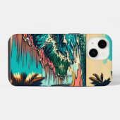 Schöne Comic-Pop-Art-Strandszene iPhone Hülle (Rückseite (Horizontal))