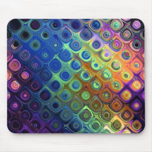 Schöne coole abstrakte Quadrate kreisen Glas leuch Mousepad (Vorne)