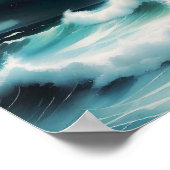 Schöne coole Blaue Ozeanwellen malen Poster (Ecke)
