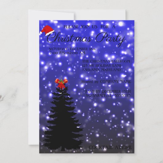 Schöne Coole Blauer Weihnachtsbaum Einladung (Vorderseite)