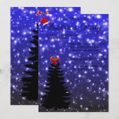 Schöne Coole Blauer Weihnachtsbaum Einladung (Vorne/Hinten)
