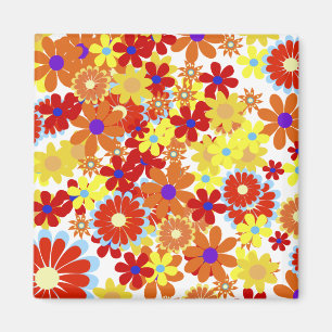 Schöne coole Blumen süße Mädchen Retro floral Magnet