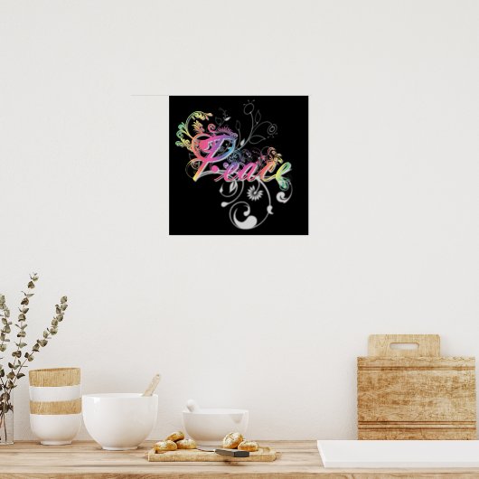 Schöne coole Friedensworte farbenfrohe Wirbel Poster (Küche)