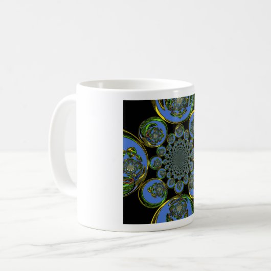 Schöne coole Königsblauer Kaleidoskopkunst Kaffeetasse (Vorderseite Links)